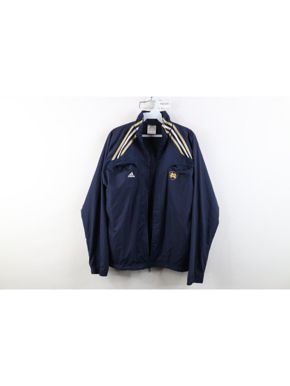 AS IS Adidas Womens Large Team Issued Notre Dame University Windbreaker Jacket